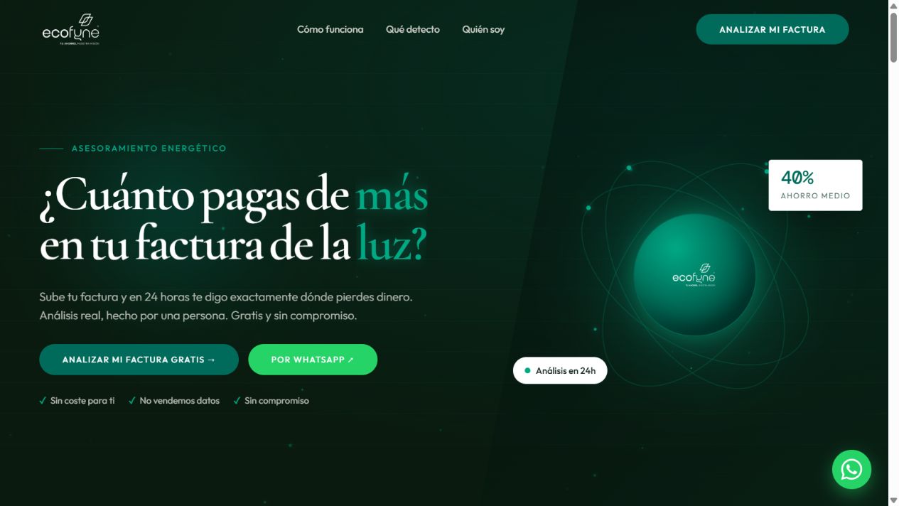 Vista de la web Ecofyne